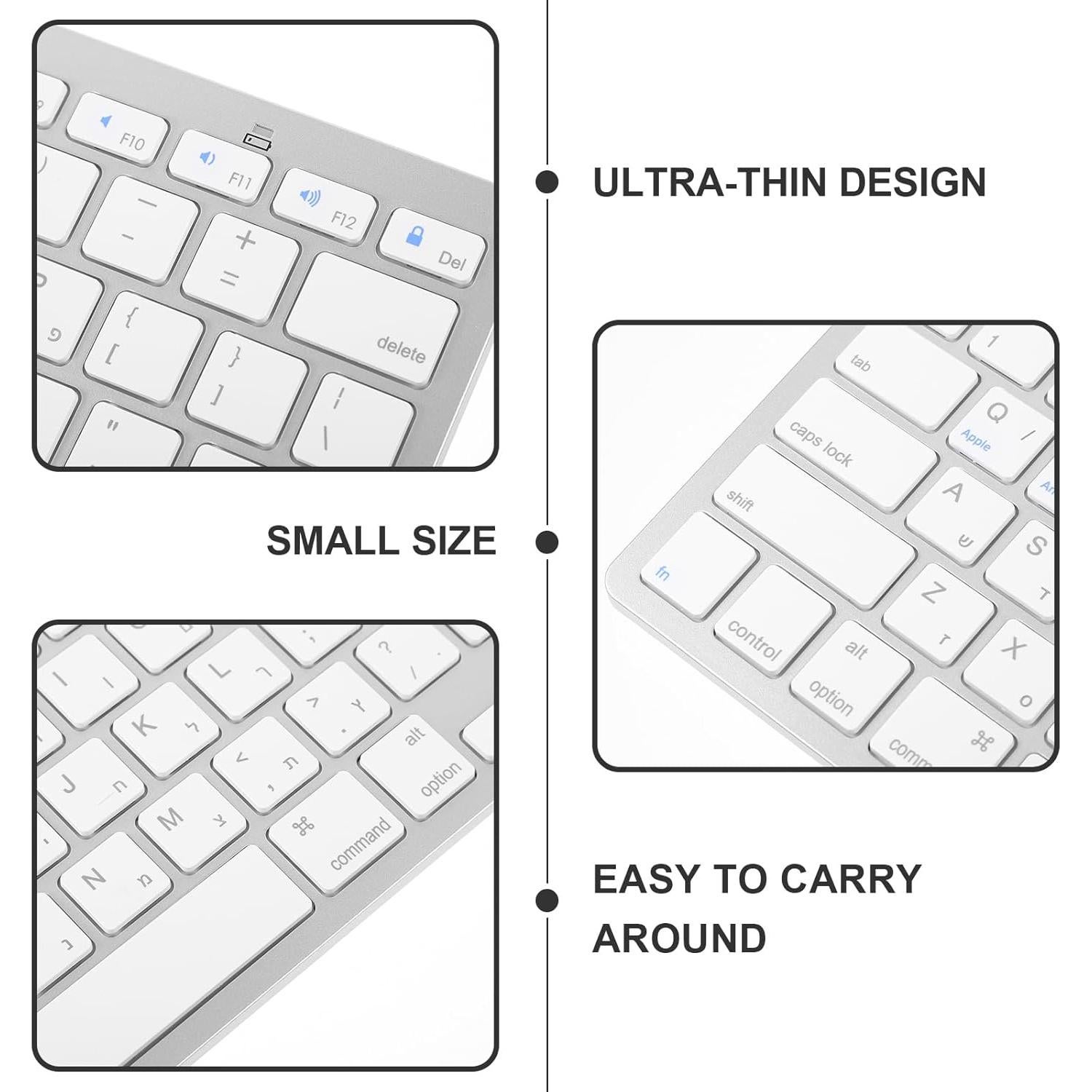 Teclado Inalámbrico Silencioso Veemoon Ultra Delgado Blanco