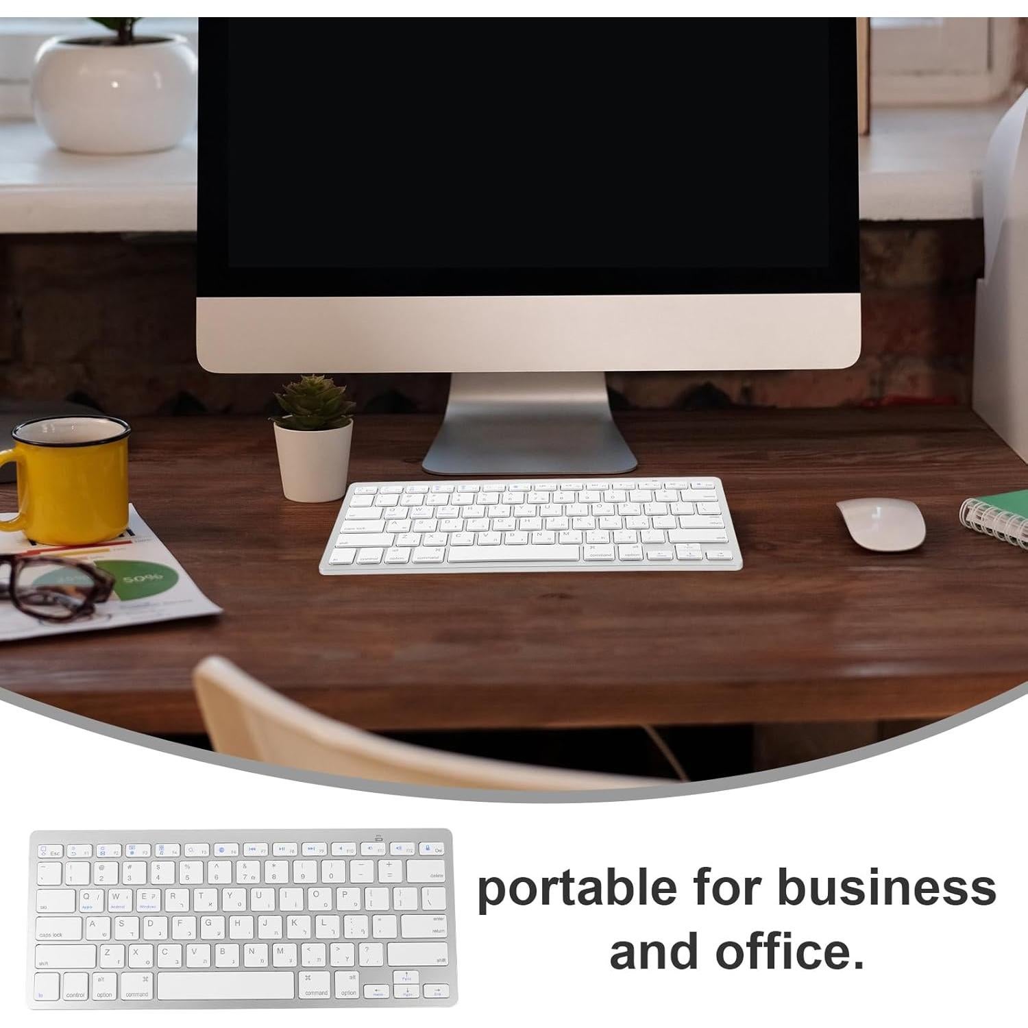 Teclado Inalámbrico Silencioso Veemoon Ultra Delgado Blanco