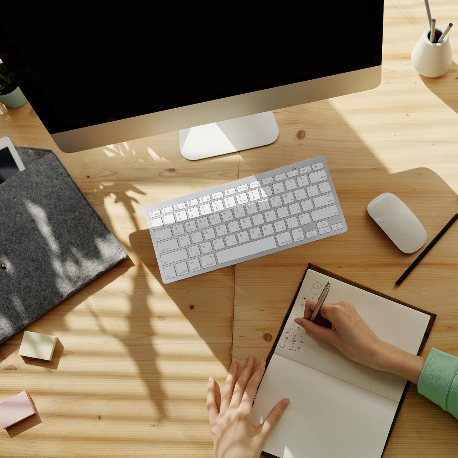 Teclado Inalámbrico Silencioso Veemoon Ultra Delgado Blanco
