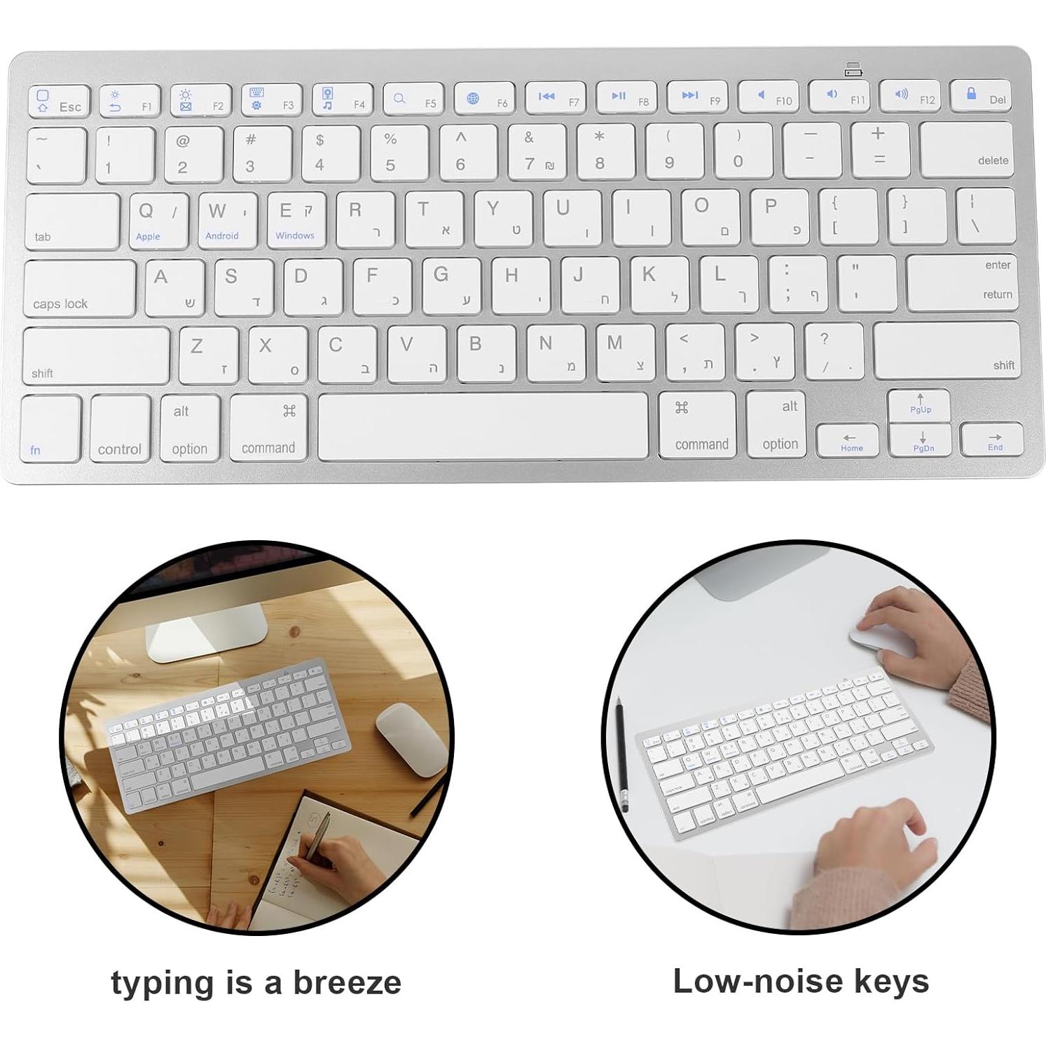 Teclado Inalámbrico Silencioso Veemoon Ultra Delgado Blanco