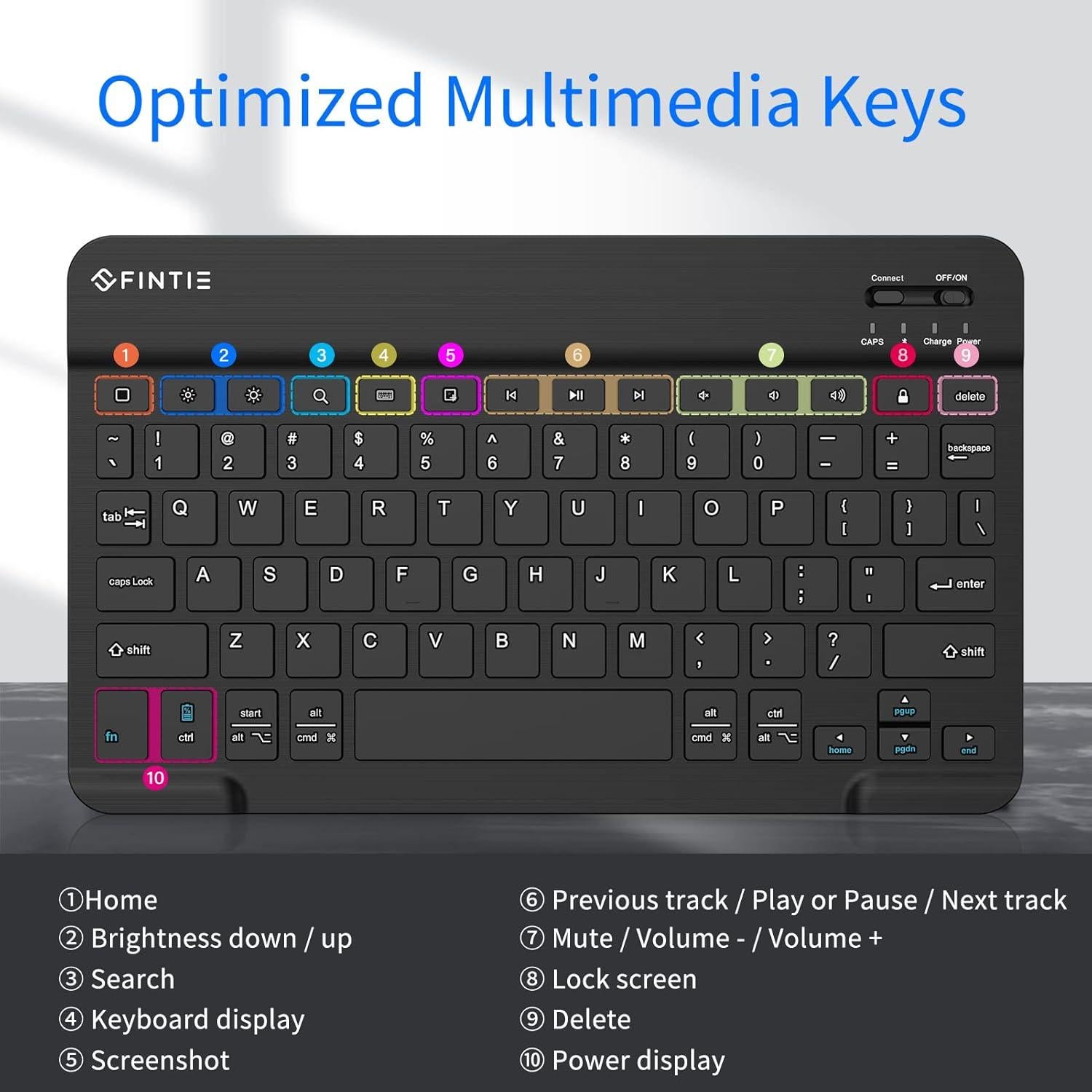 Teclado Inalámbrico Bluetooth FINTIE 10 Pulgadas Negro