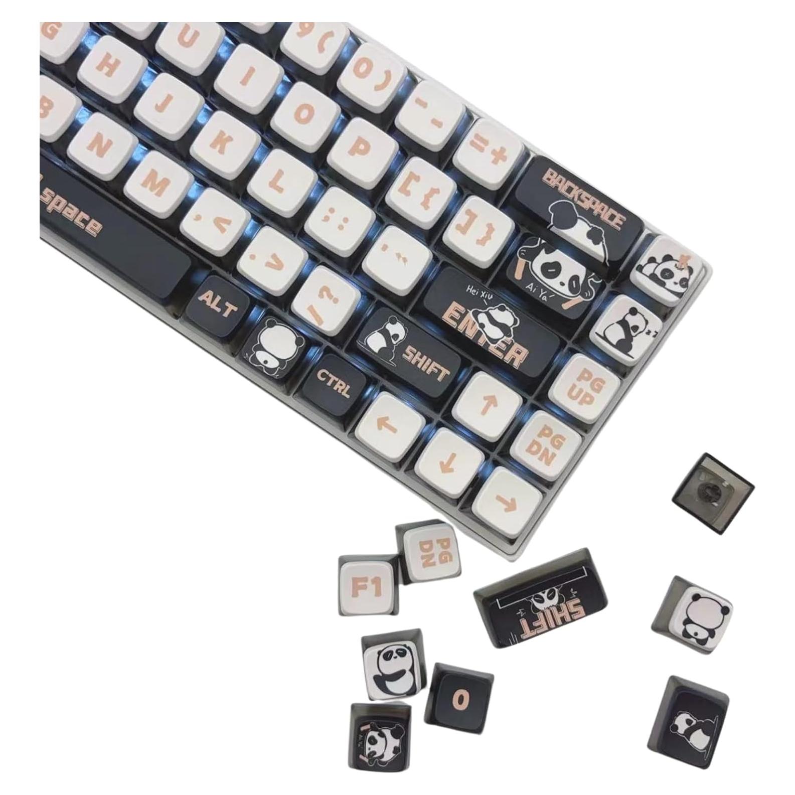 Teclas de PBT Qeefairary Panda Bonito para Teclado Mecánico