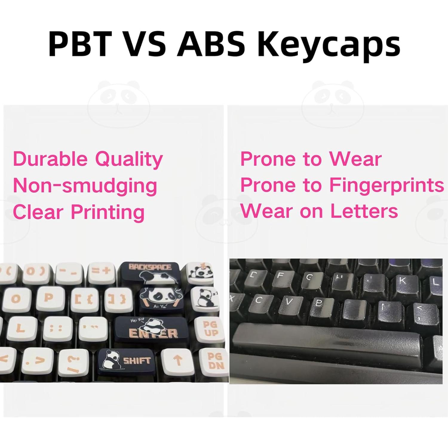 Teclas de PBT Qeefairary Panda Bonito para Teclado Mecánico