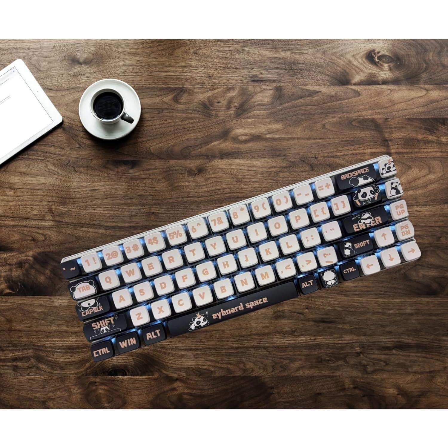 Teclas de PBT Qeefairary Panda Bonito para Teclado Mecánico