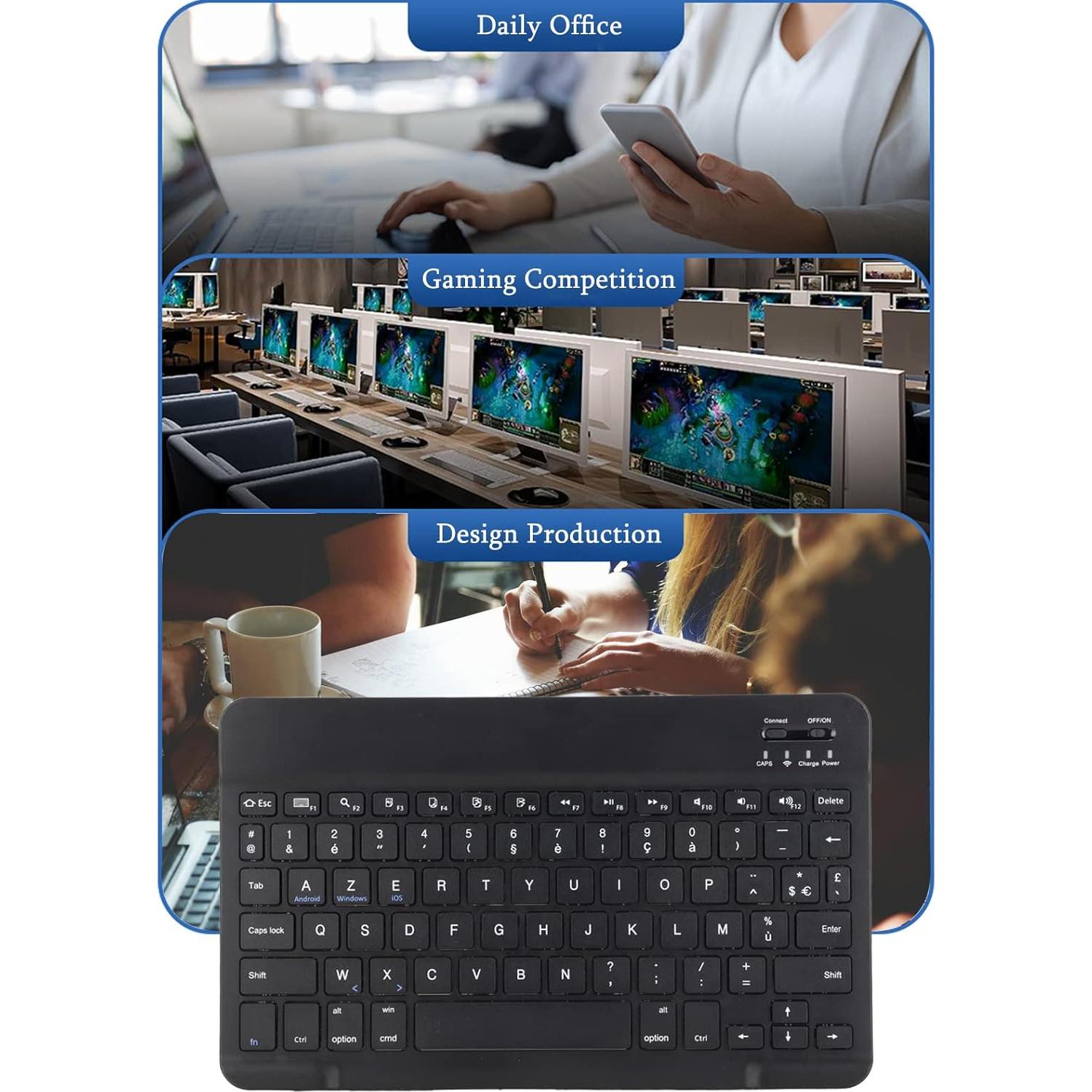 Teclado Bluetooth Francés Sanpyl Ultra Delgado 10" Negro