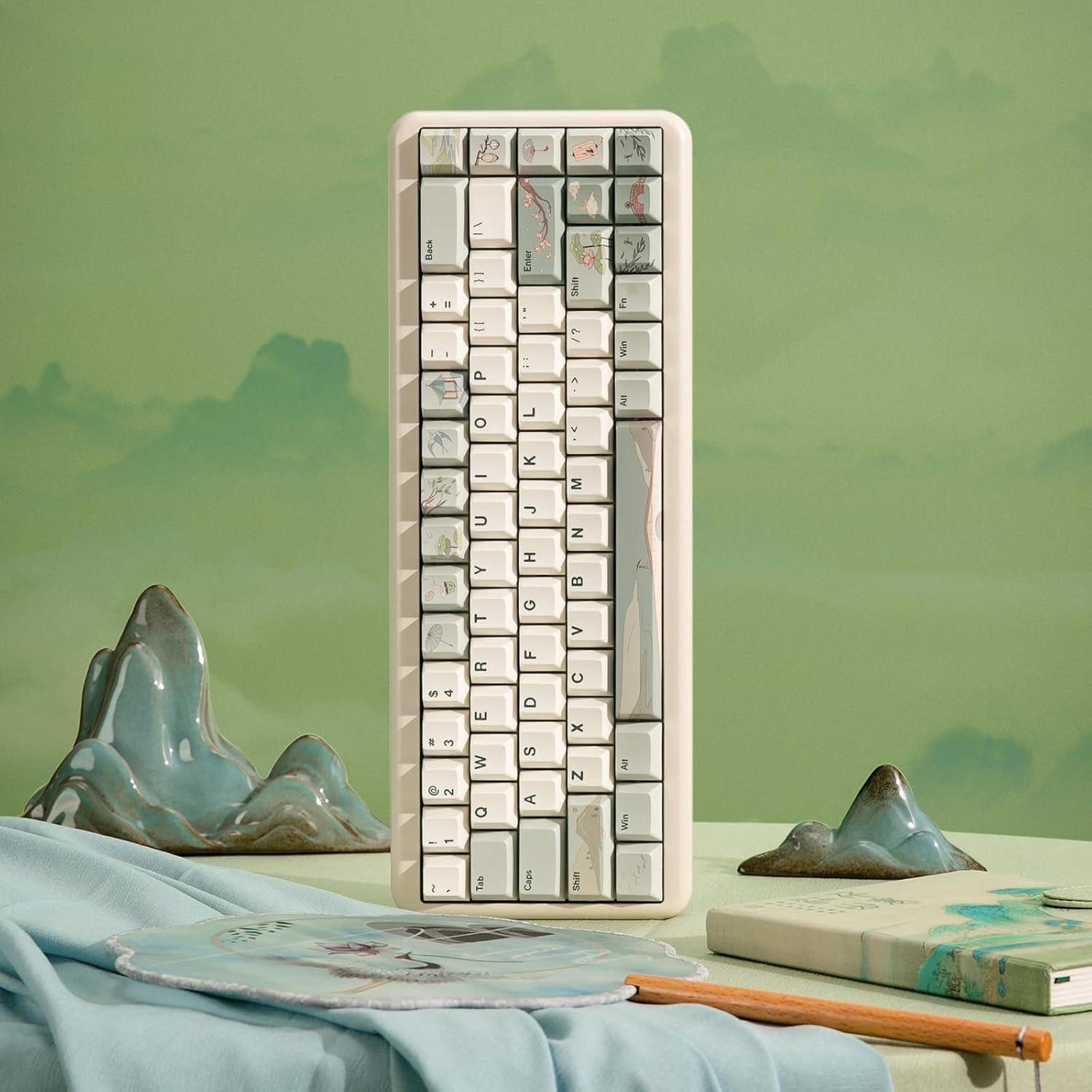 Conjunto de Teclas PBT YUNZII 145 Teclas Cherry Té de Primavera