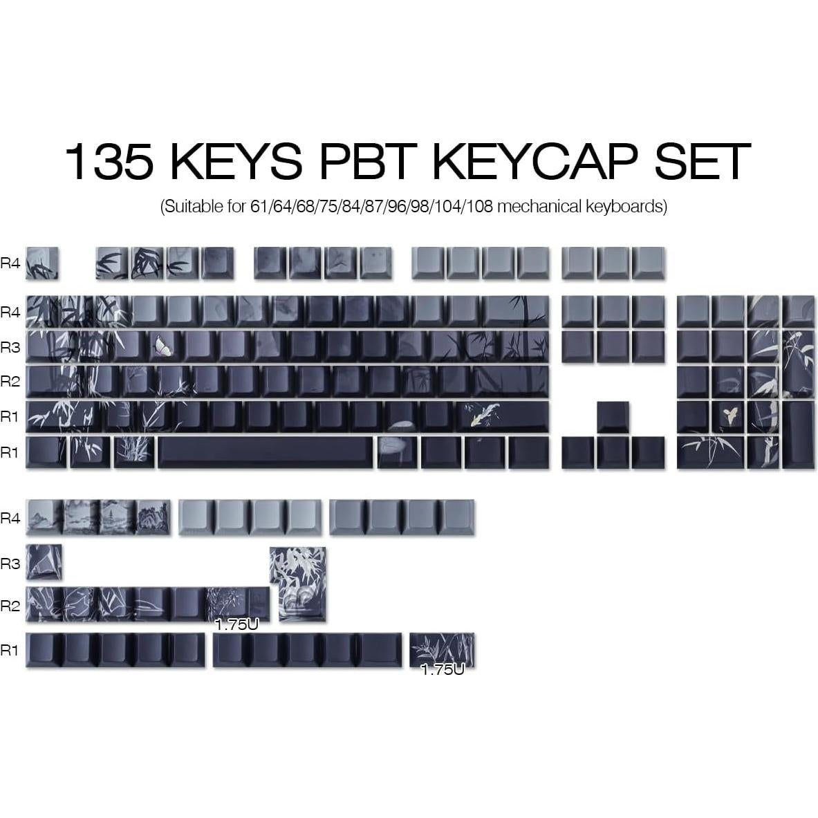 Conjunto de Teclas Mecánicas Tsung PBT 135 Teclas Bamboo Sea