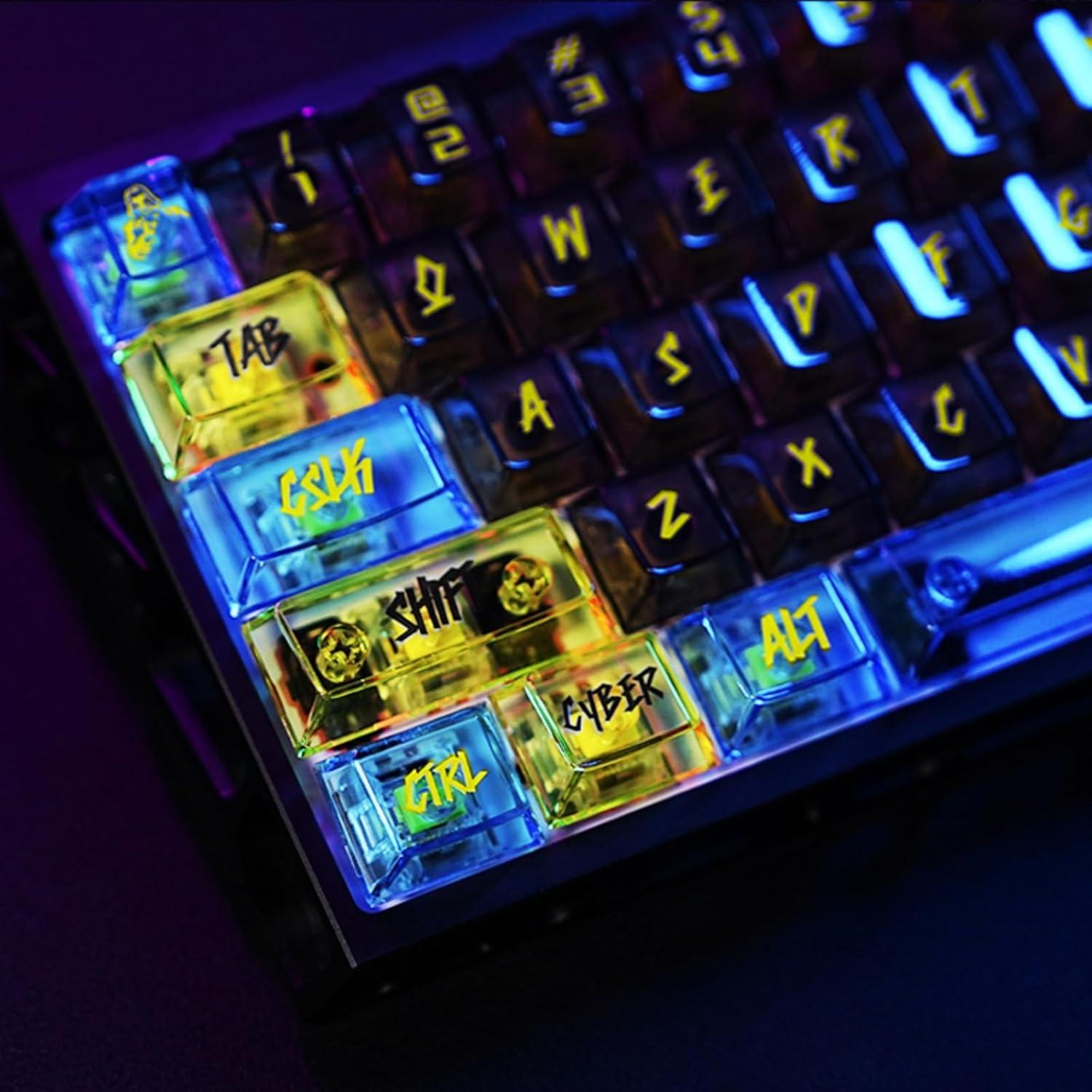 Teclado Mecánico ULTRAEQUIP 172 Teclas Clear Cyberpunk RGB