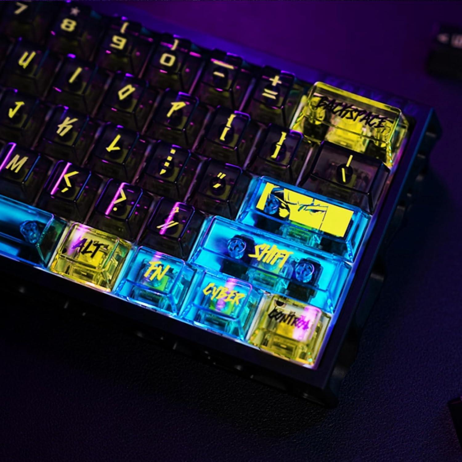 Teclado Mecánico ULTRAEQUIP 172 Teclas Clear Cyberpunk RGB