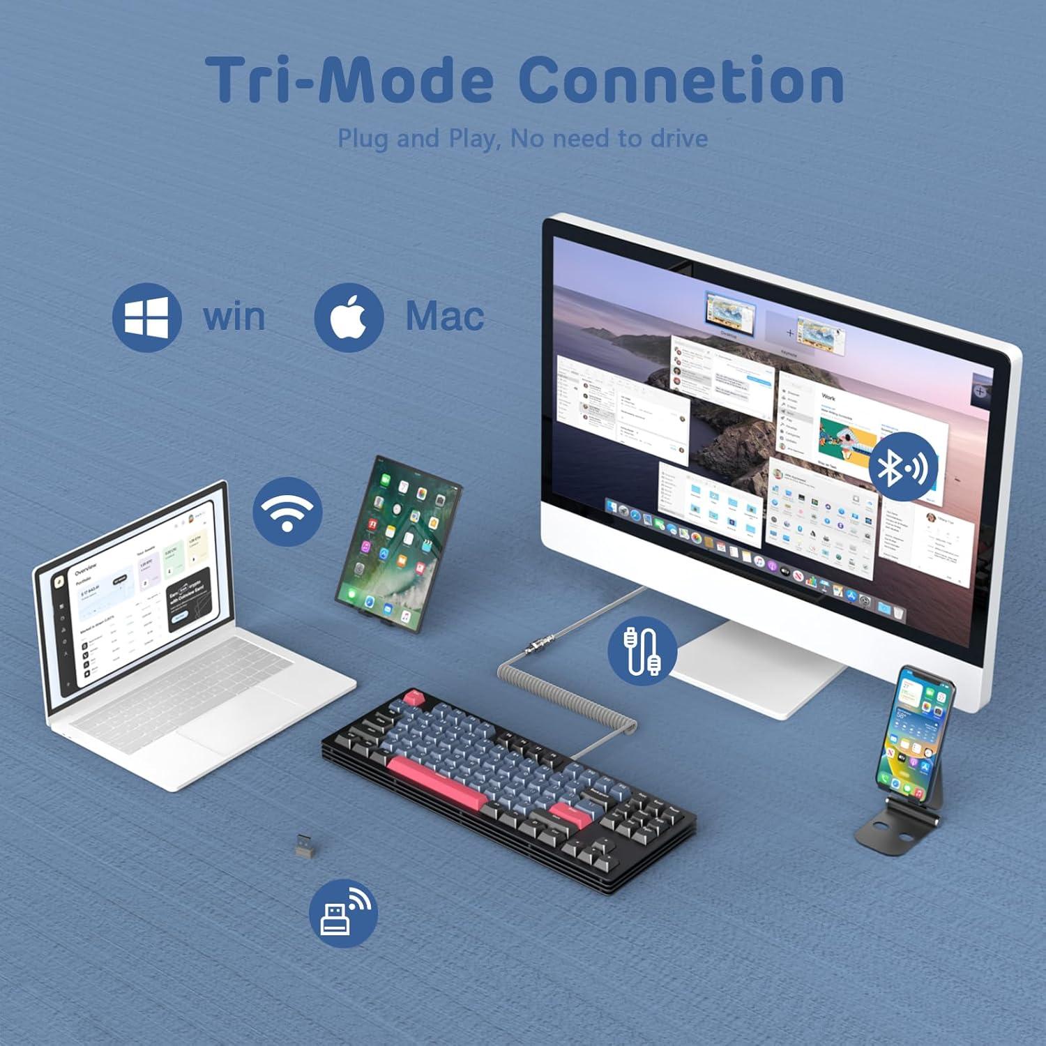Teclado Mecánico Inalámbrico A.JAZZ AKC087 RGB 87 Teclas TKL