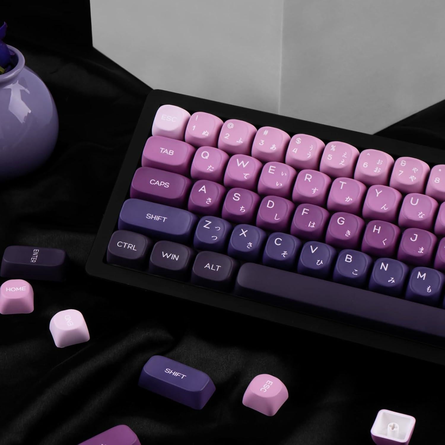 Juego de Teclas PBT Japonesas MOA Gradiente Púrpura 124 Teclas