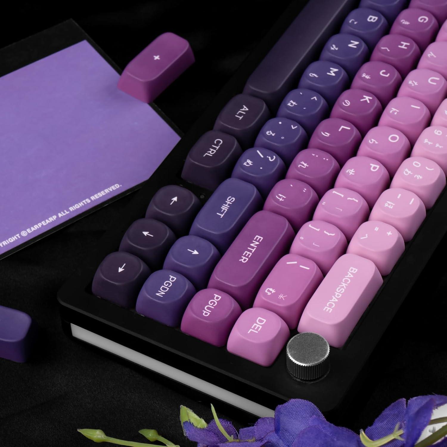 Juego de Teclas PBT Japonesas MOA Gradiente Púrpura 124 Teclas