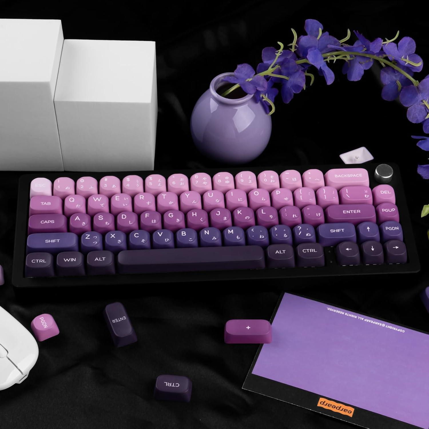 Juego de Teclas PBT Japonesas MOA Gradiente Púrpura 124 Teclas
