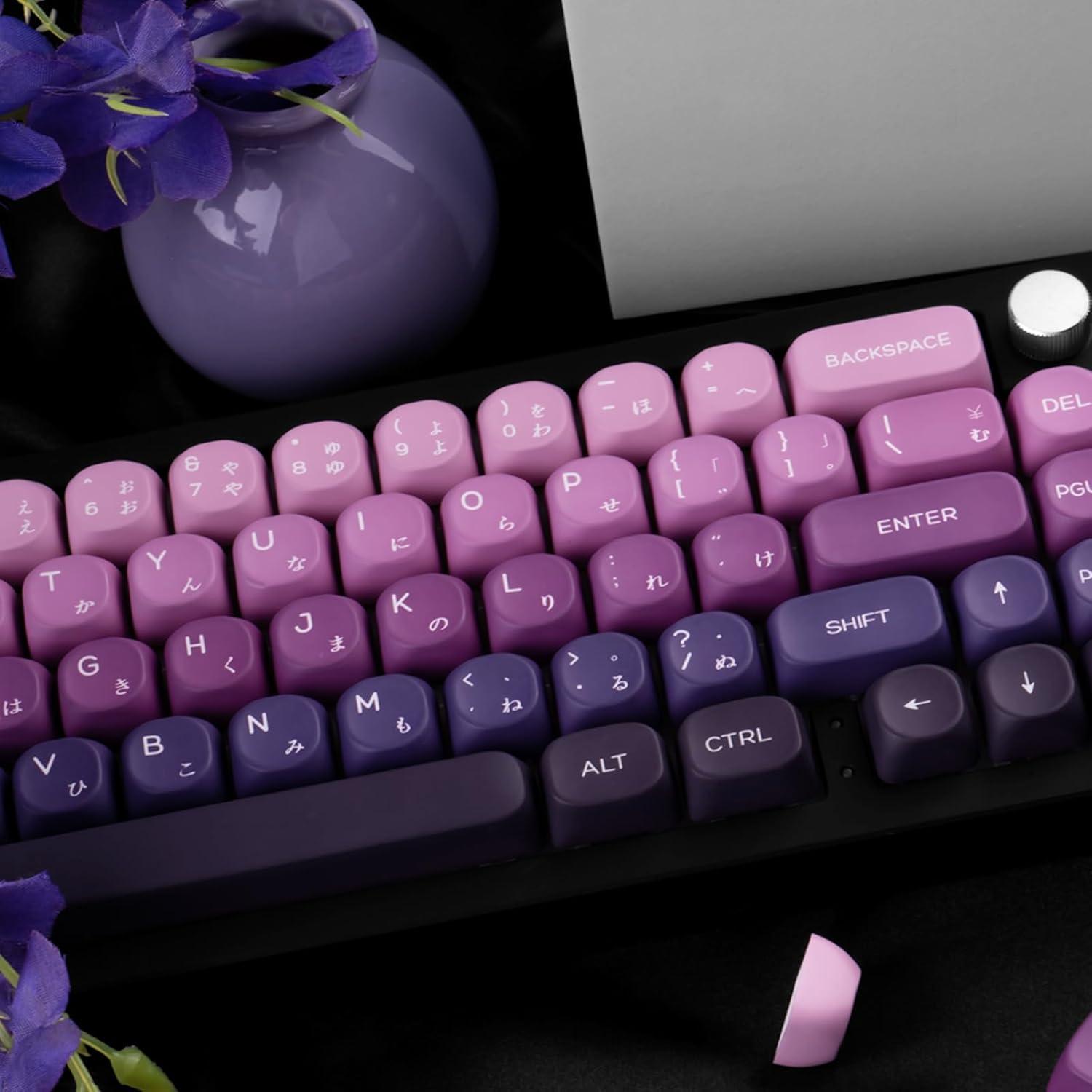 Juego de Teclas PBT Japonesas MOA Gradiente Púrpura 124 Teclas