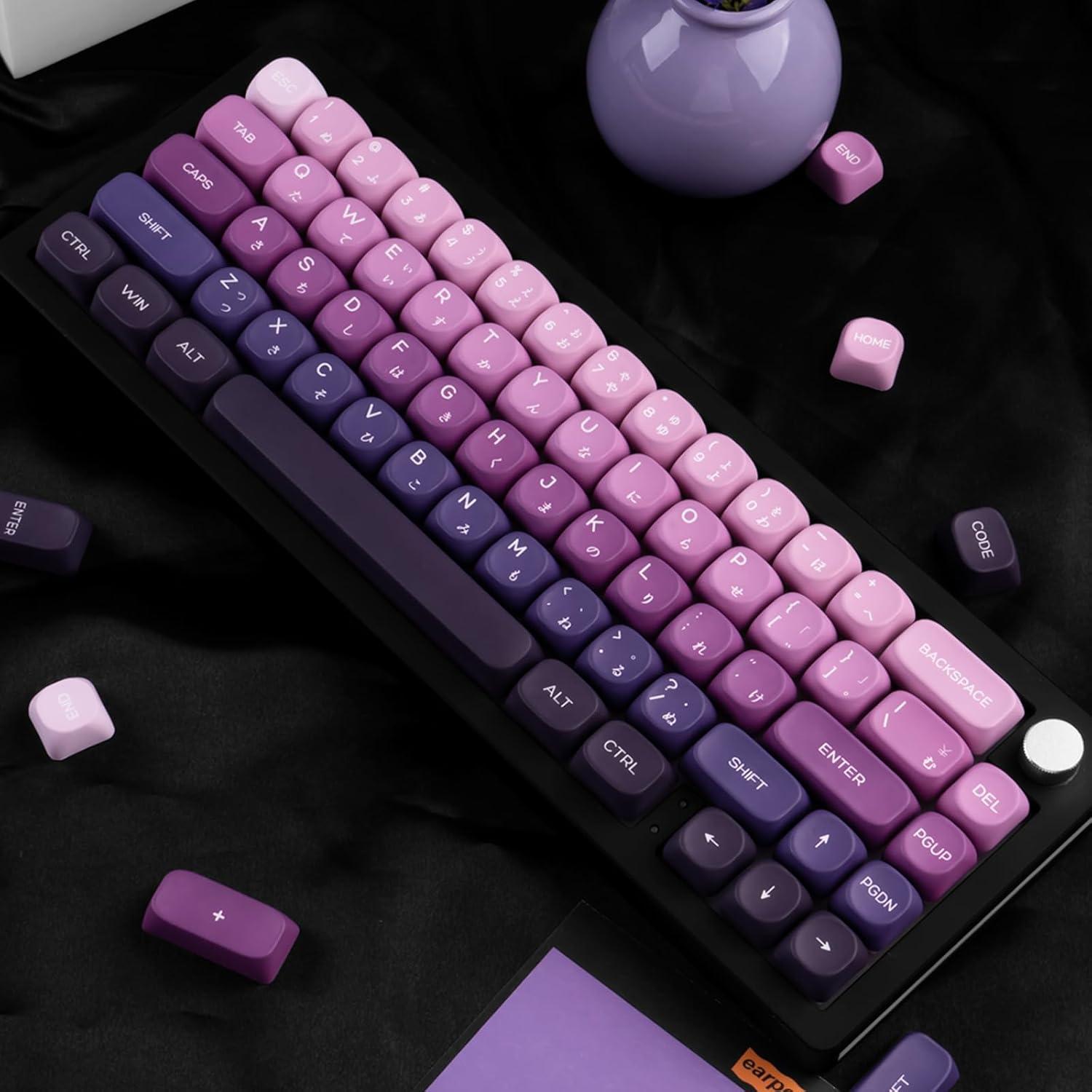 Juego de Teclas PBT Japonesas MOA Gradiente Púrpura 124 Teclas