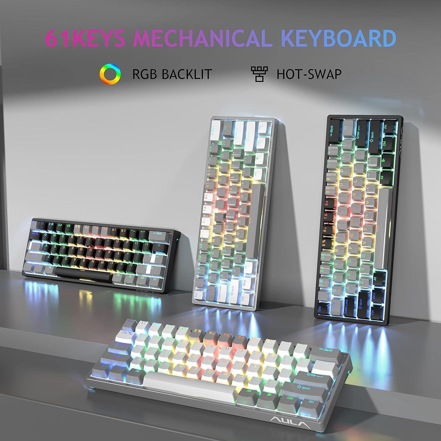 Teclado Mecánico Gaming AULA F3261 Compacto 60% RGB