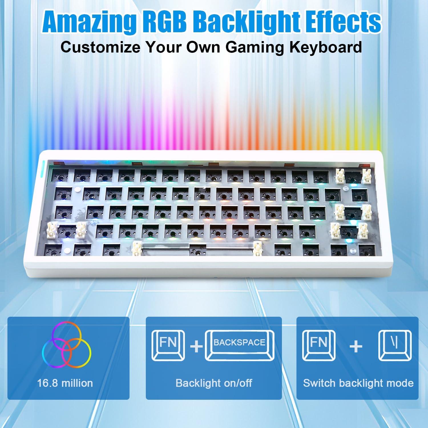 Teclado Mecánico Compacto FKZ GMK61 RGB 61 Teclas Blanco