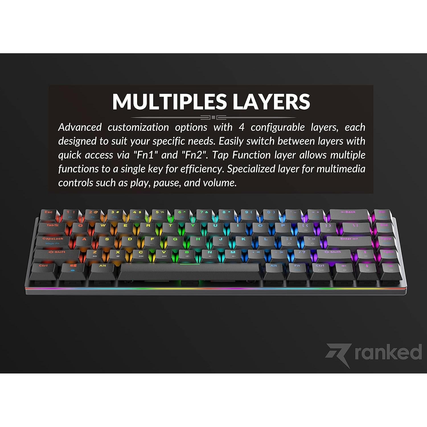 Teclado Mecánico de Juego Ranked Guardian G65 Bajo Perfil RGB