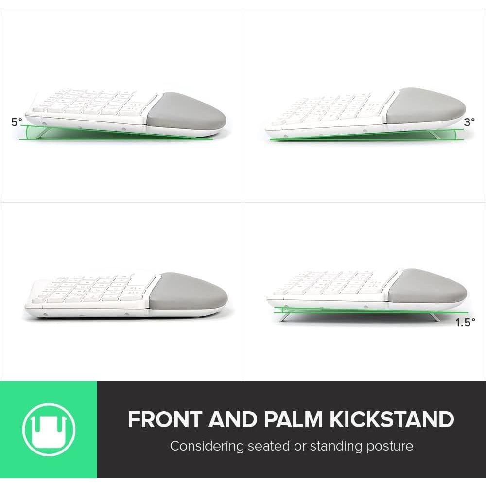 Teclado Ergonómico Inalámbrico DeLUX GM901D Blanco con Reposamuñecas