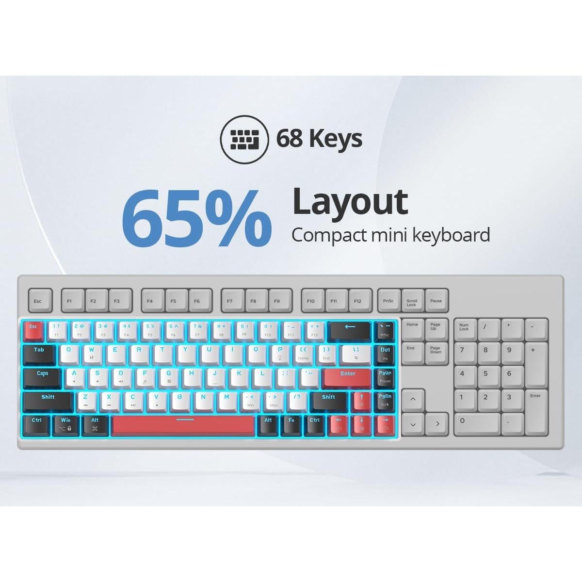 Teclado Mecánico Gaming SbocKeeb 68 Teclas Retroiluminado LED