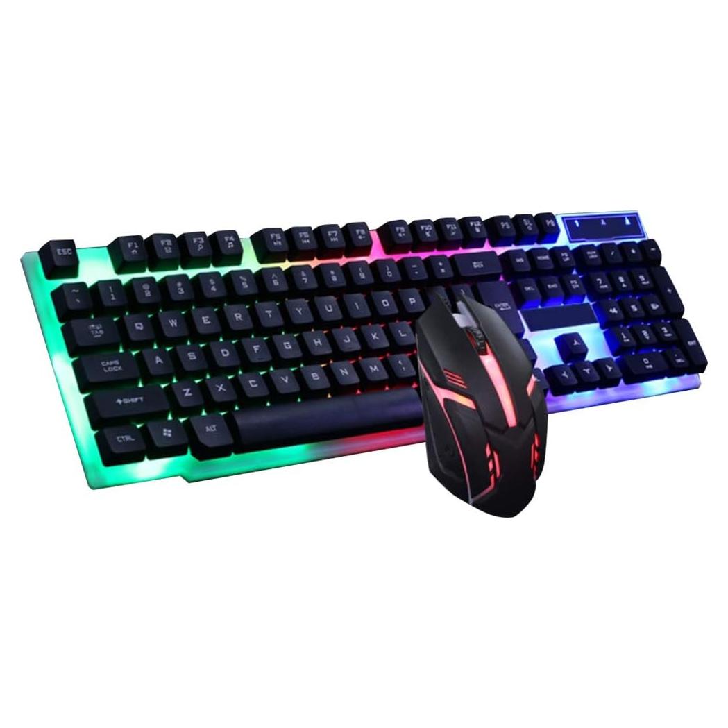Combo Teclado y Ratón Gaming LED Sanpyl Negro 104 Teclas