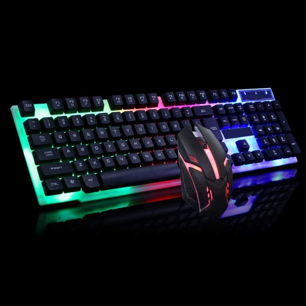 Combo Teclado y Ratón Gaming LED Sanpyl Negro 104 Teclas