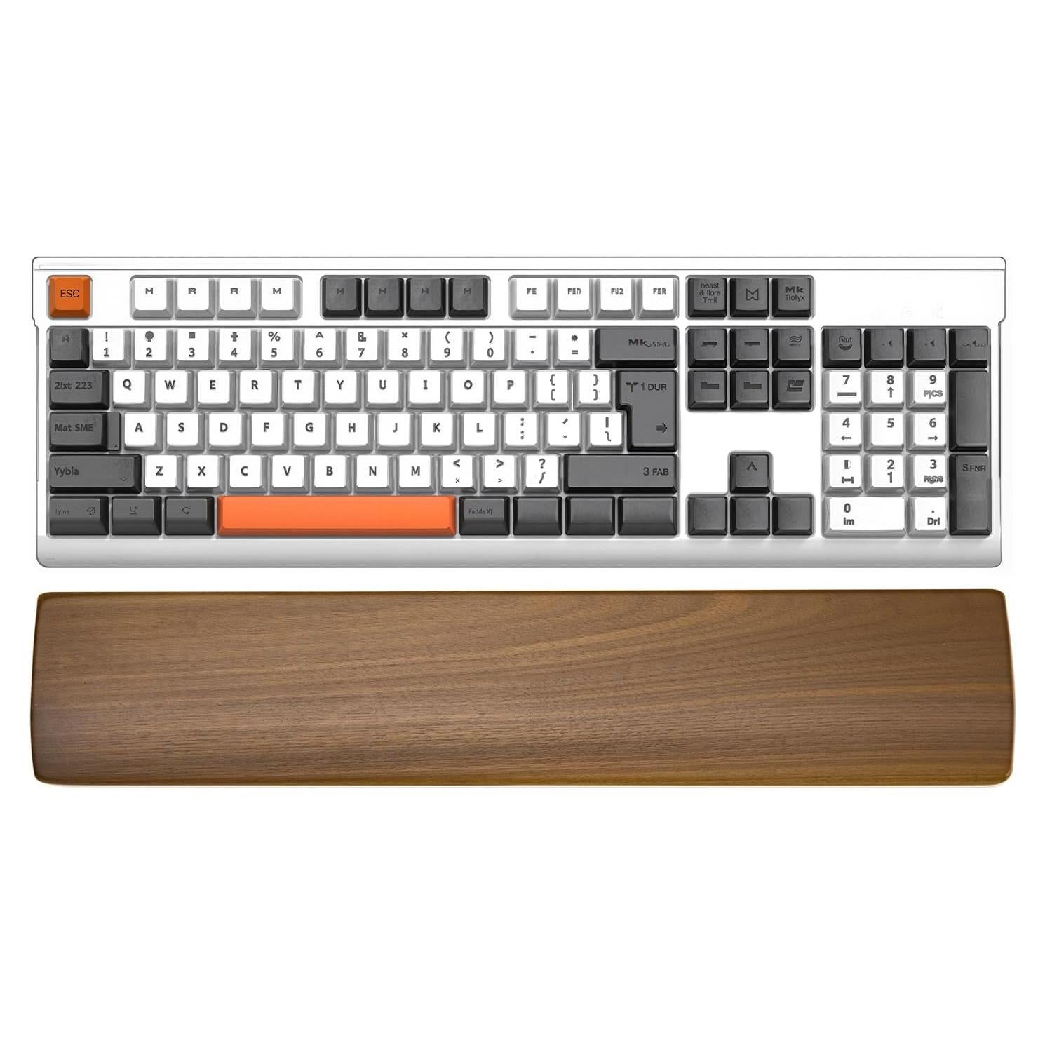 Reposamuñecas de Madera de Nogal Ergonómico para Teclado 104 Teclas
