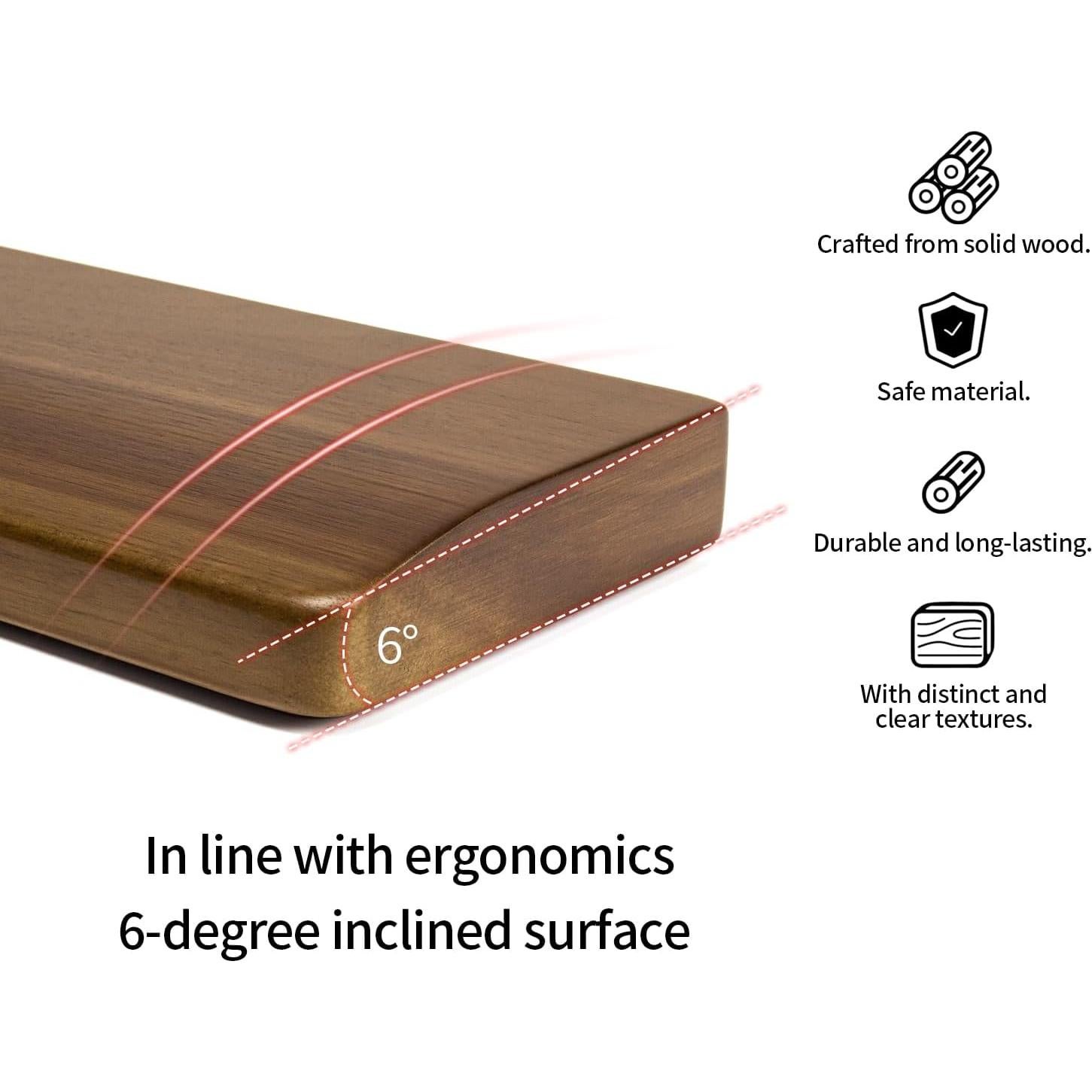 Reposamuñecas de Madera de Nogal Ergonómico para Teclado 104 Teclas