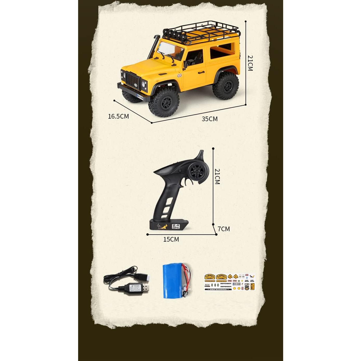 Coche RC MN98 1/12 4WD Amarillo Control Remoto 2.4GHz