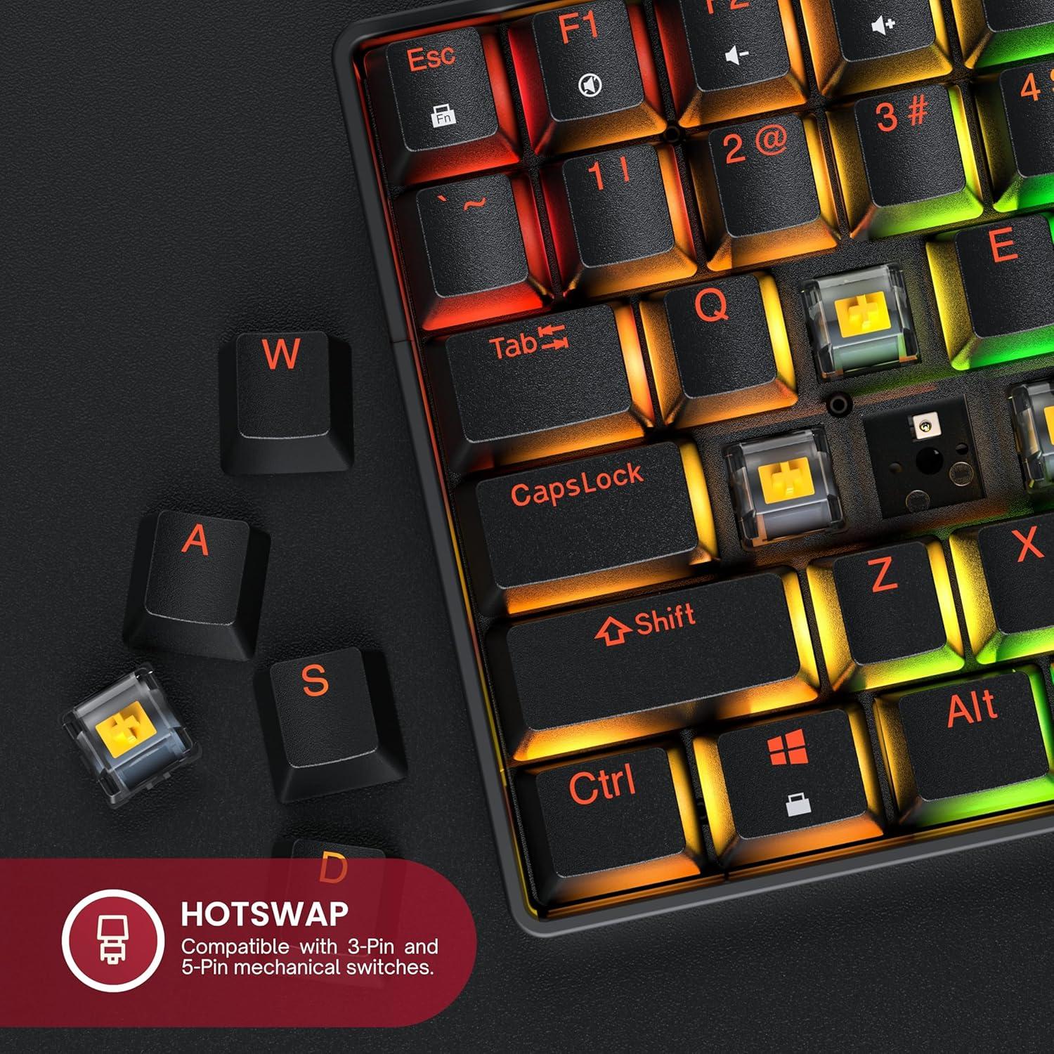 Teclado Mecánico HK Gaming GK75 75% Hotswap RGB Negro