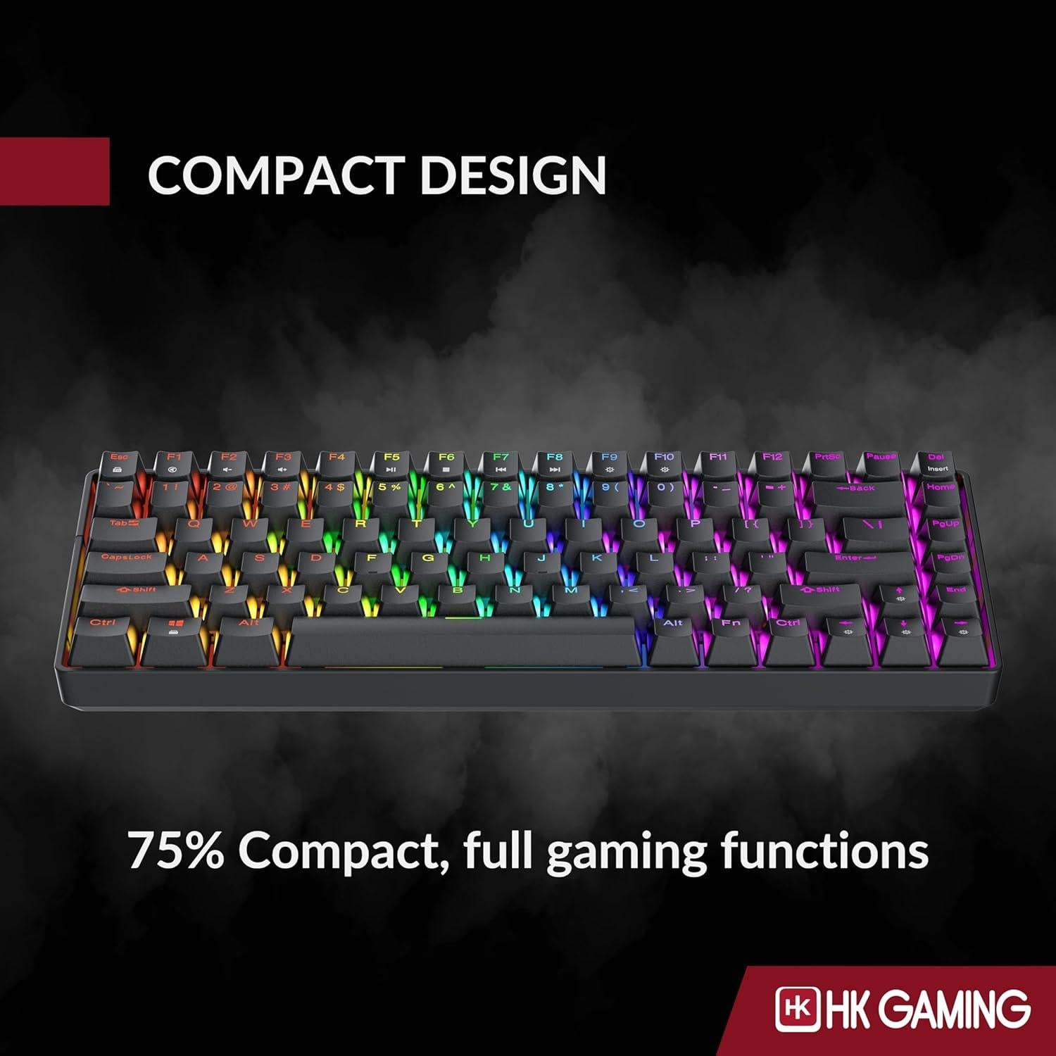 Teclado Mecánico HK Gaming GK75 75% Hotswap RGB Negro