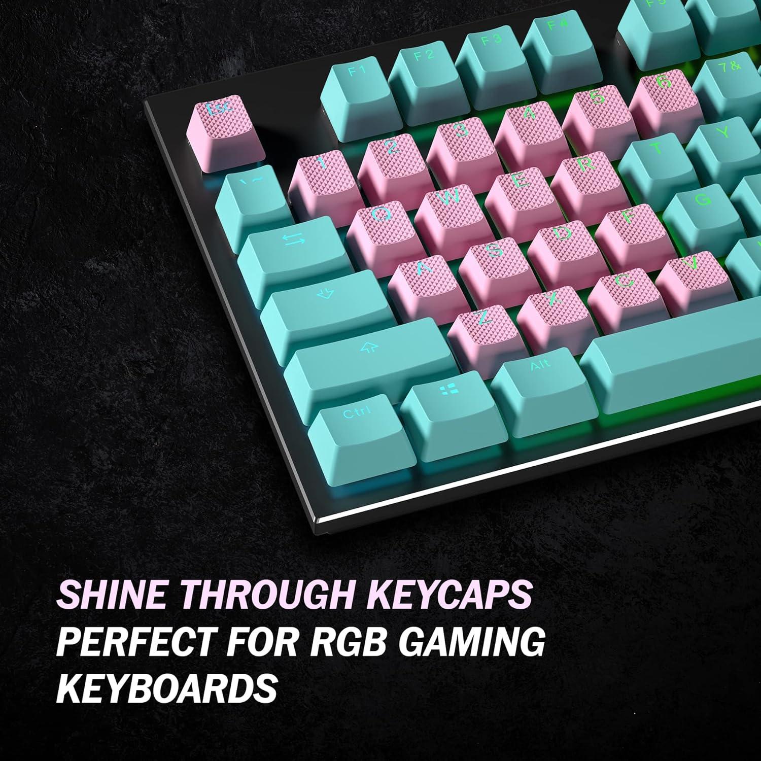 Conjunto de 23 Teclas Doble Retroiluminación HKKB Rosa