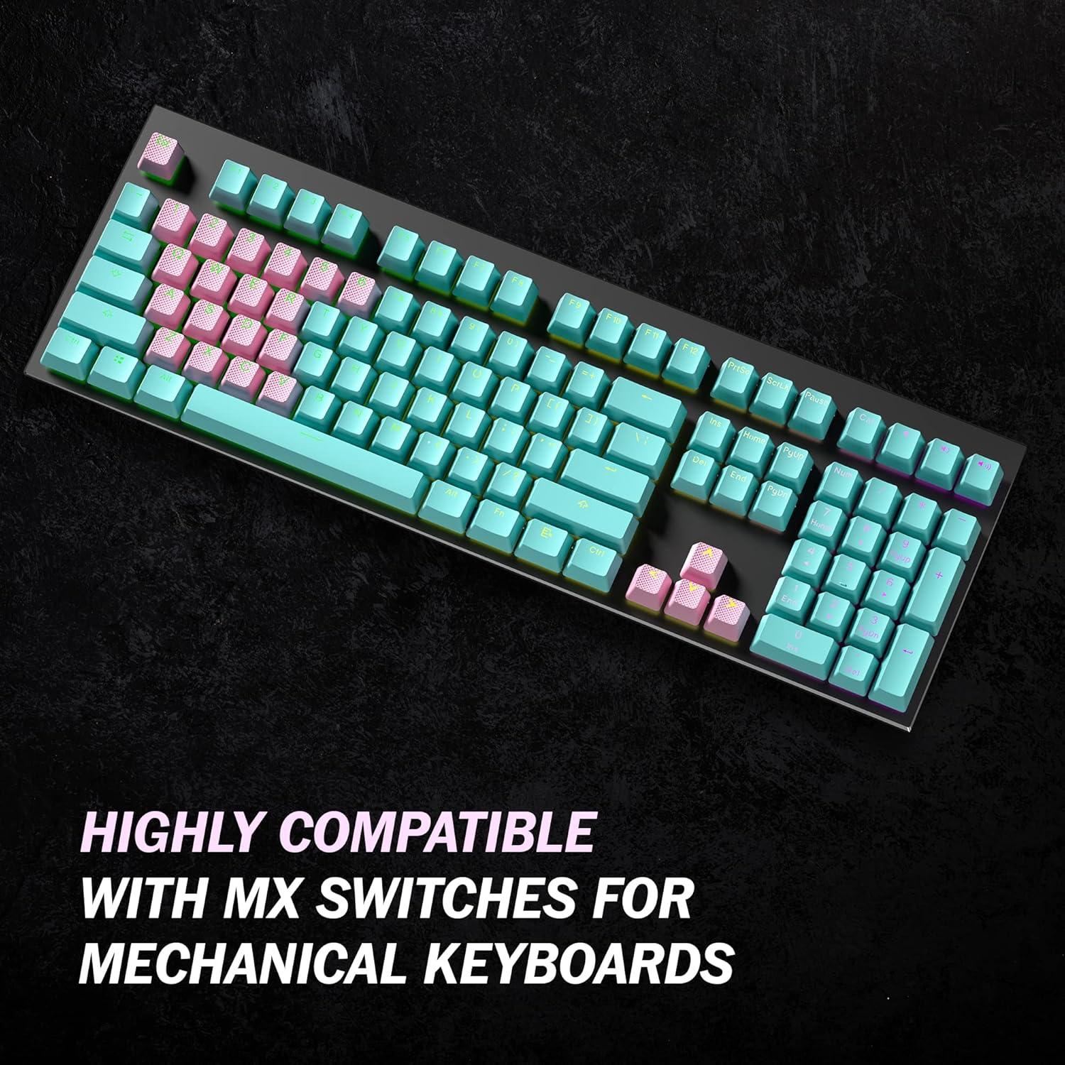 Conjunto de 23 Teclas Doble Retroiluminación HKKB Rosa