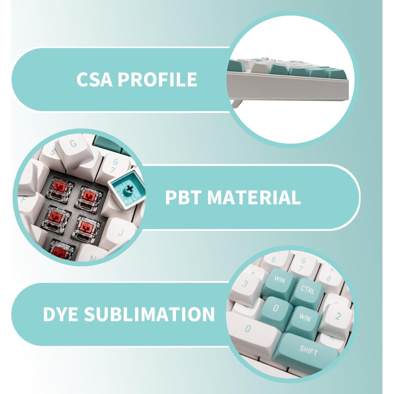 Teclas PBT Verdes y Blancas GEKUCAP 150 Teclas CSA