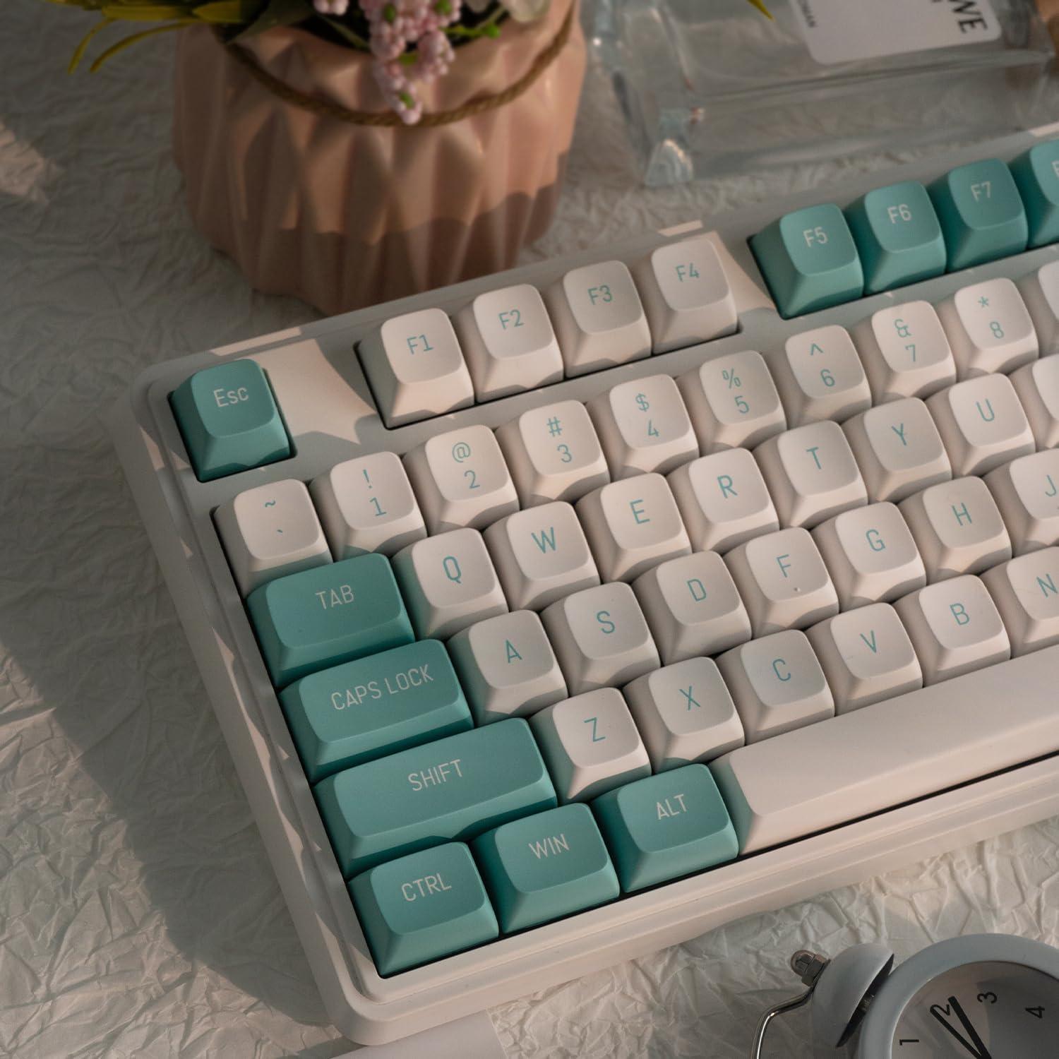 Teclas PBT Verdes y Blancas GEKUCAP 150 Teclas CSA