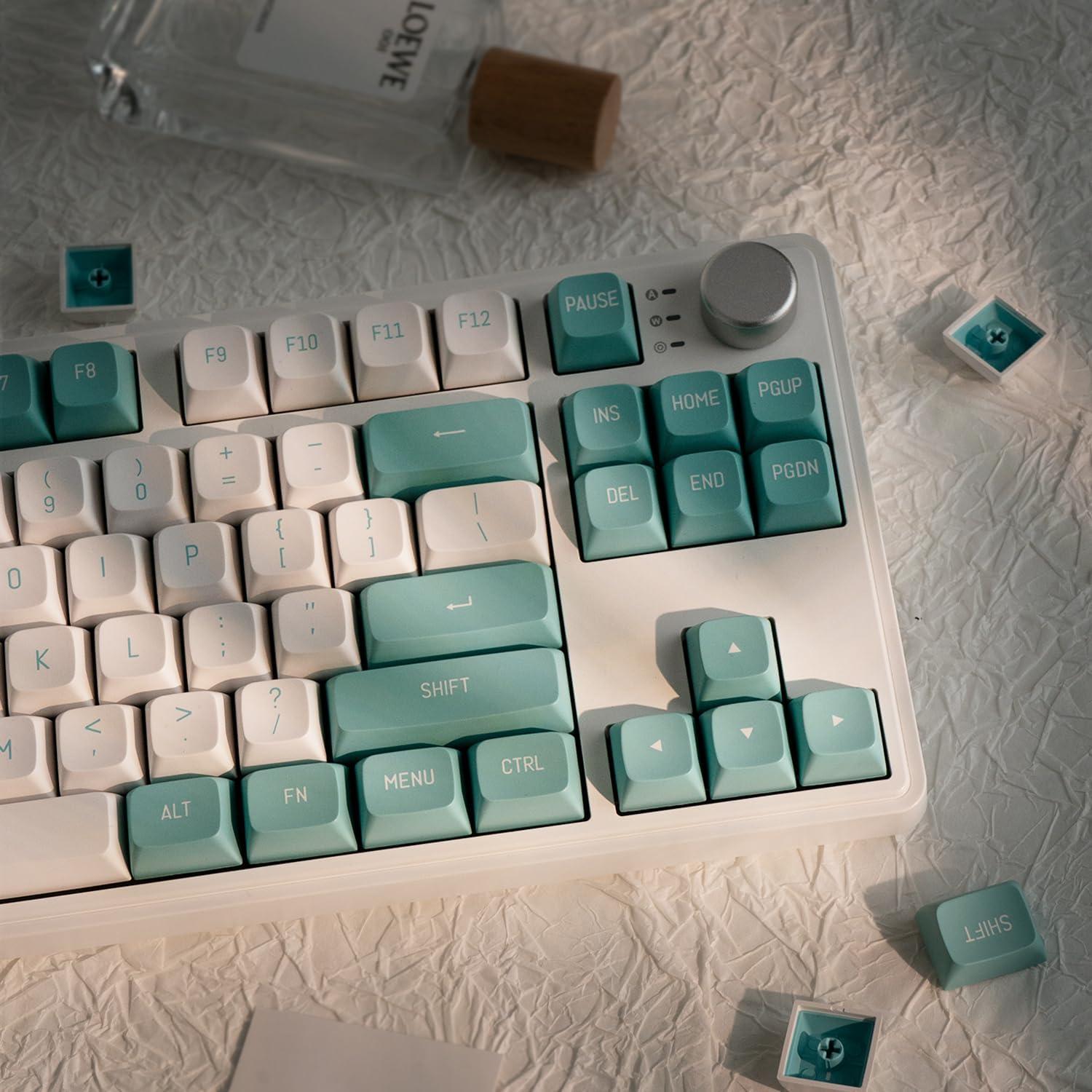 Teclas PBT Verdes y Blancas GEKUCAP 150 Teclas CSA