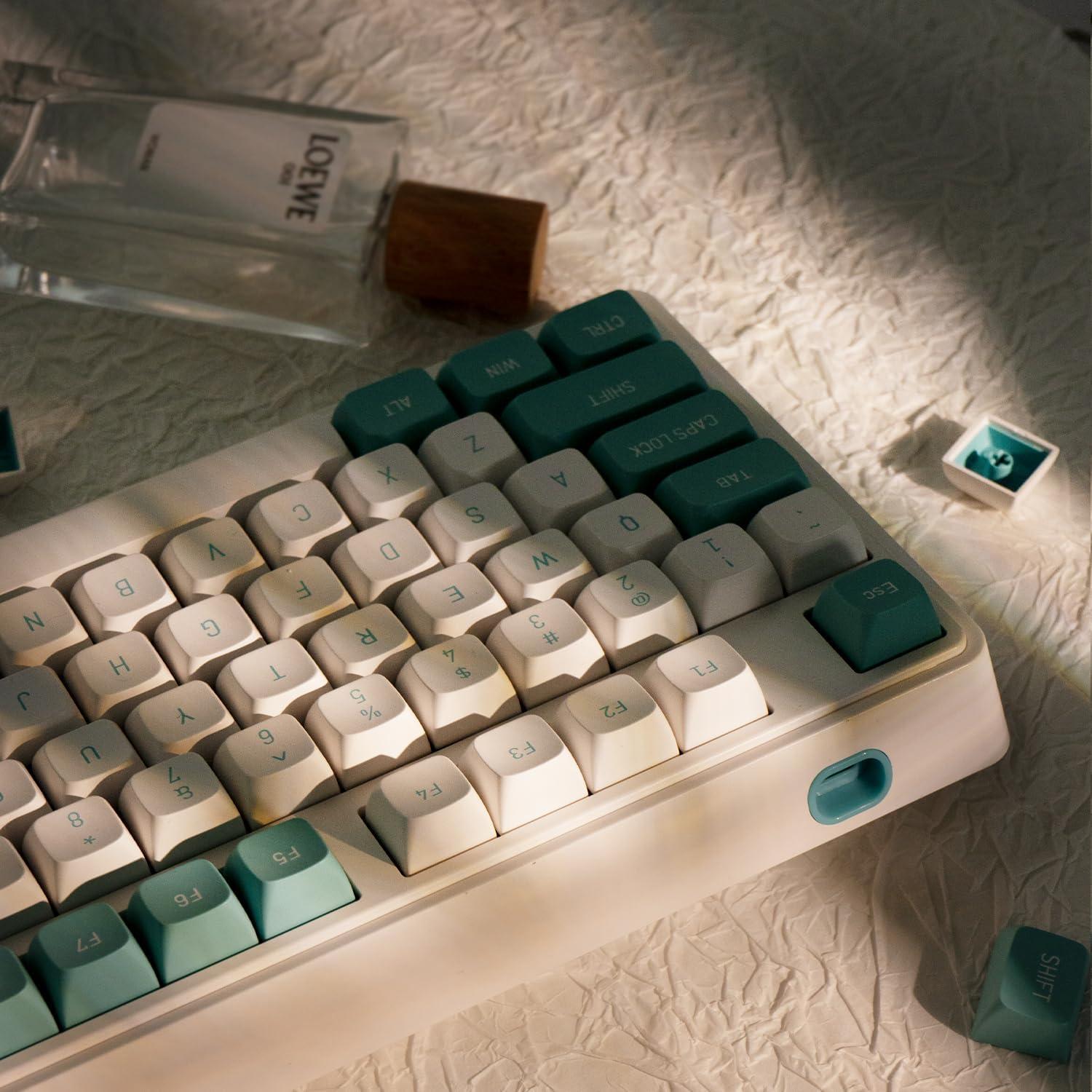 Teclas PBT Verdes y Blancas GEKUCAP 150 Teclas CSA