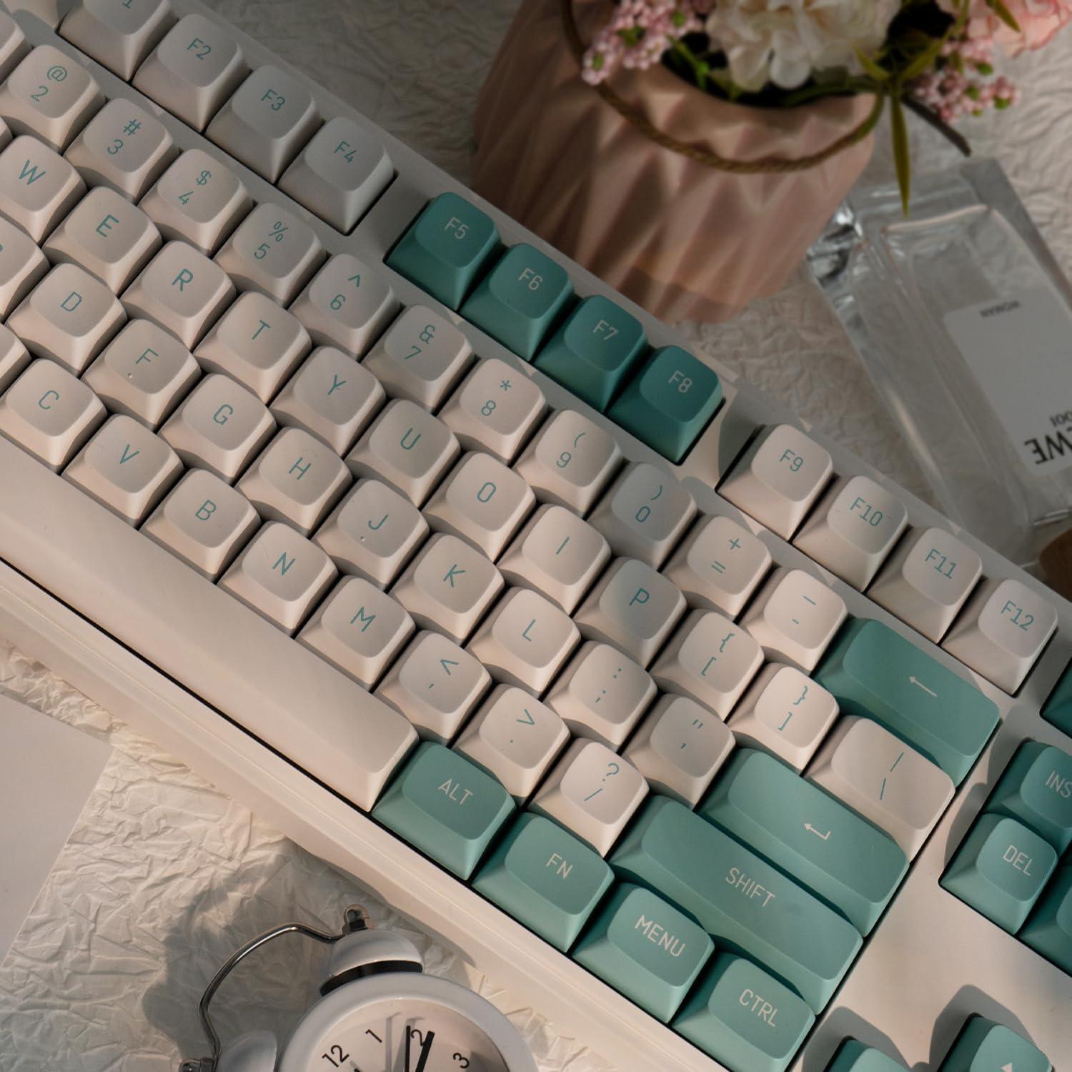 Teclas PBT Verdes y Blancas GEKUCAP 150 Teclas CSA