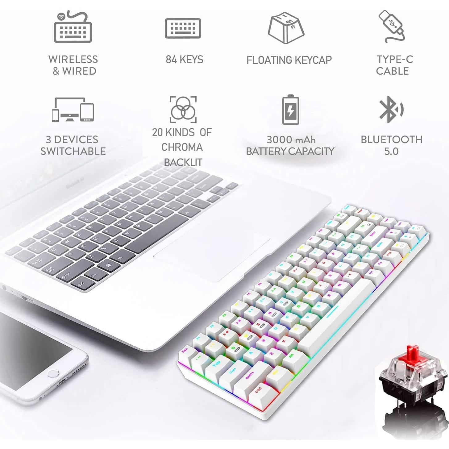 Teclado Mecánico Inalámbrico Mamba Snake Mini RGB 84 Teclas