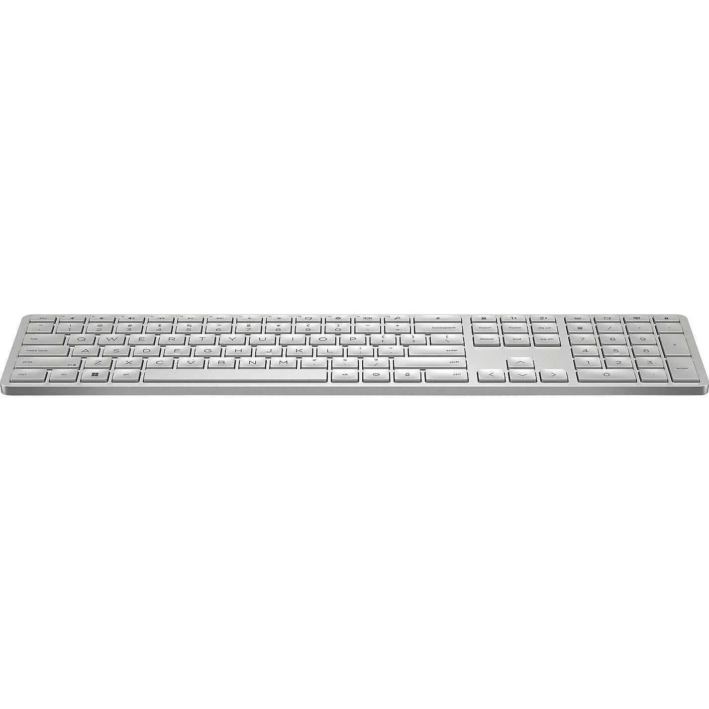 HP 970 Programmable Wireless Keyboard (Silver) - Bluetooth & 2.4 GHz Wireless Multi-Device Connectivity - USB-C Rechargeable Battery - 24 Programmable Keys - Works with Windows & MacOS (3Z729AA#ABA)