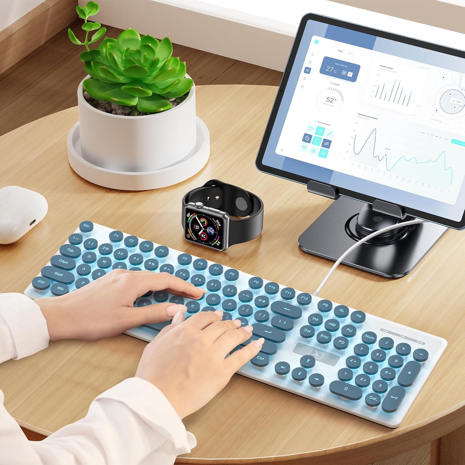 Teclado Retro Gaming iTastatur 104 Teclas USB Retroiluminado Azul