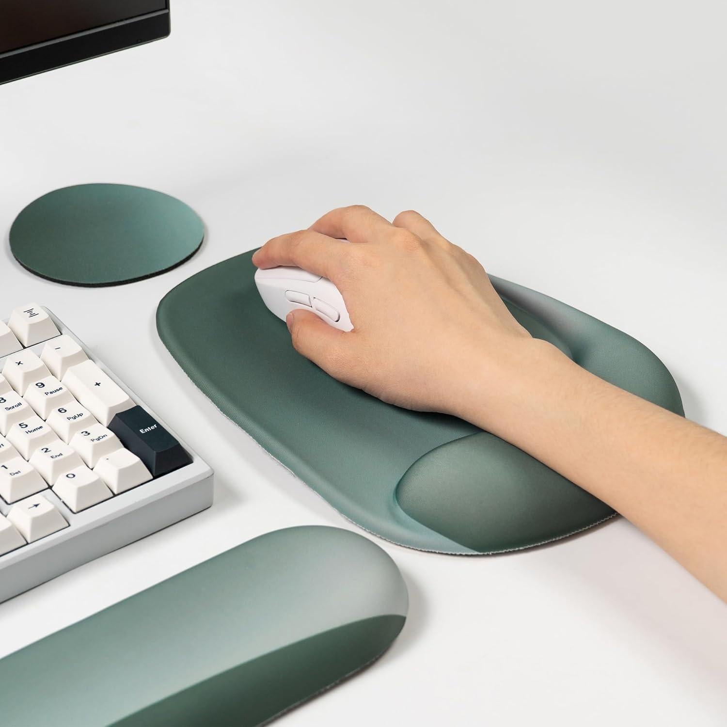 Juego Almohadilla Ergonómica Ratón y Reposamuñecas Teclado Verde