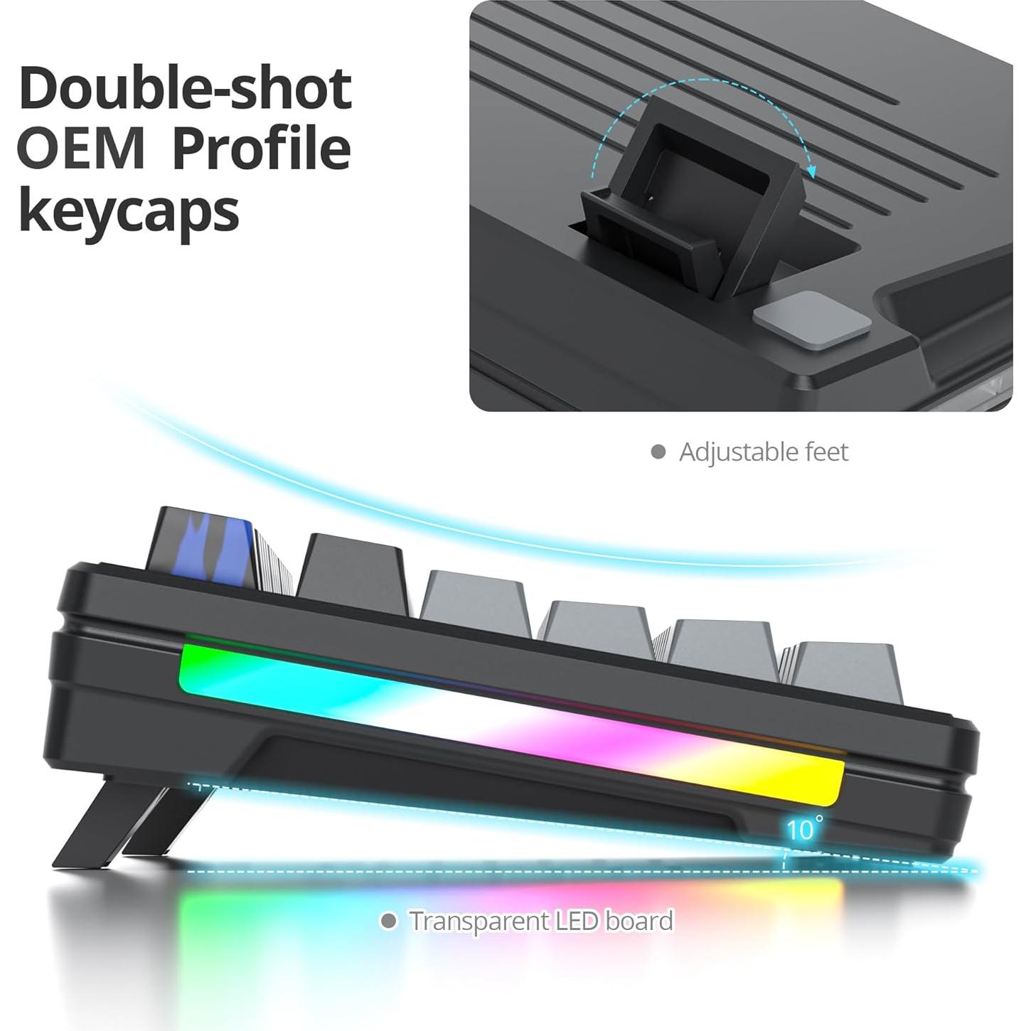 Owpkeenthy 75% Gasket Mounted Mechanical Gaming Keyboard Hot Swappable, Wired 87 Keys South-Facing RGB Keyboard with Quiet Linear White Switch Cherry Keycaps for Win mac (Black)