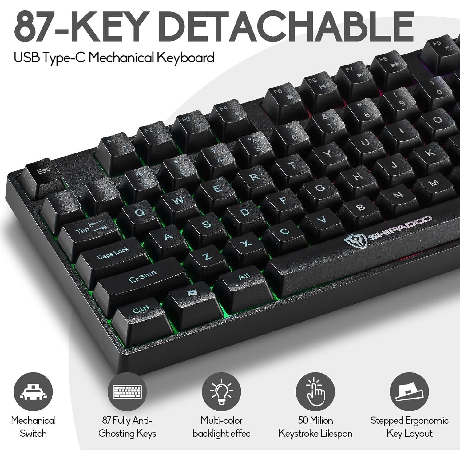 Teclado Gaming USB Guiheng 87 Teclas Retroiluminado Arcoíris