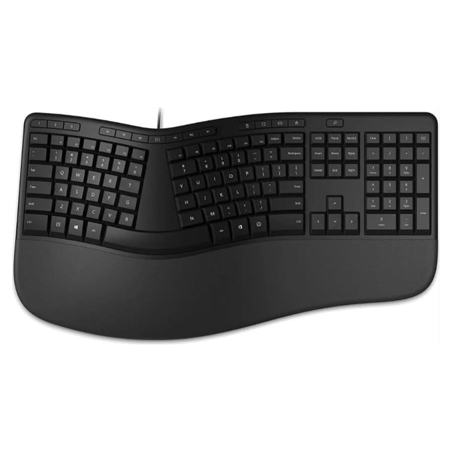 Teclado Ergonómico con Reposamuñecas y Teclado Numérico - Negro