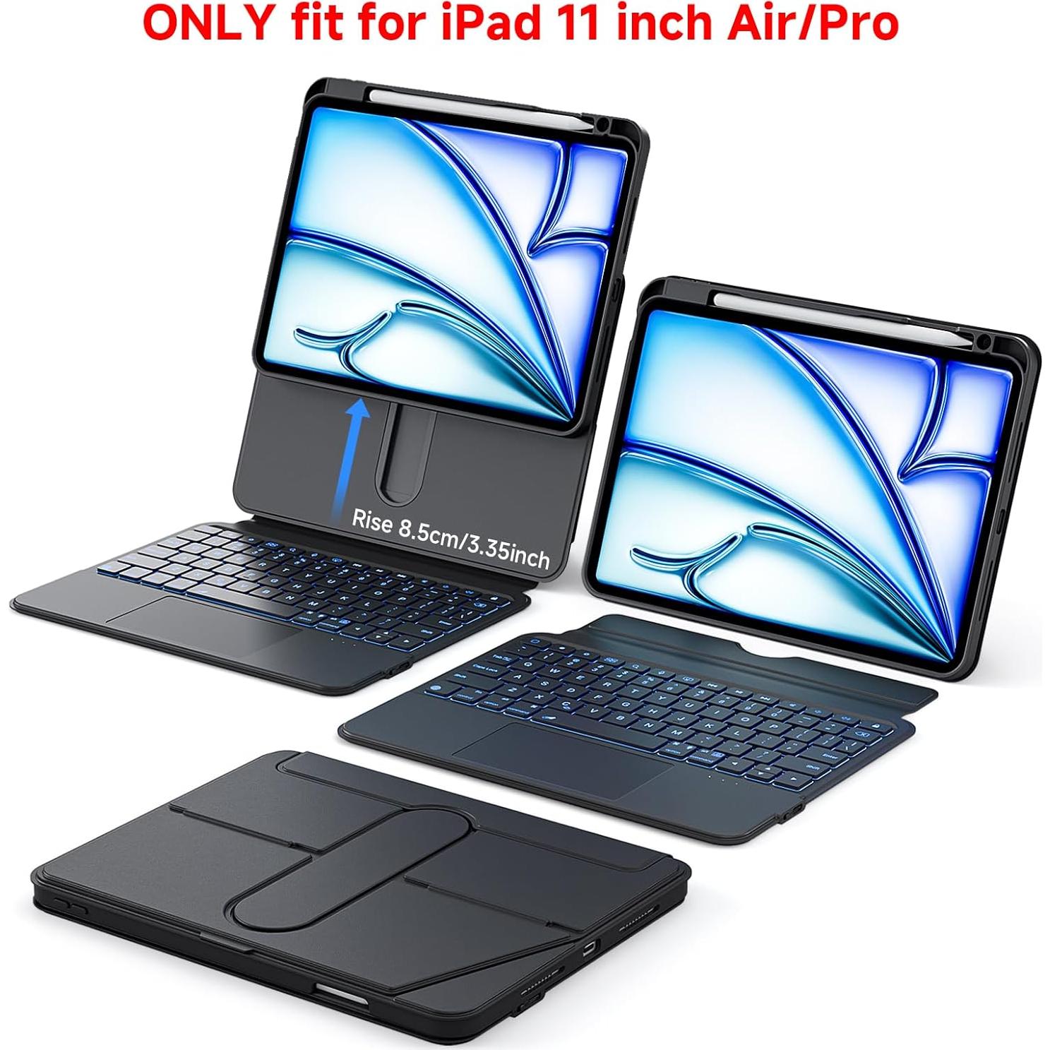Funda Teclado iPad Air 11" Tiaota con Trackpad y Soporte 360°
