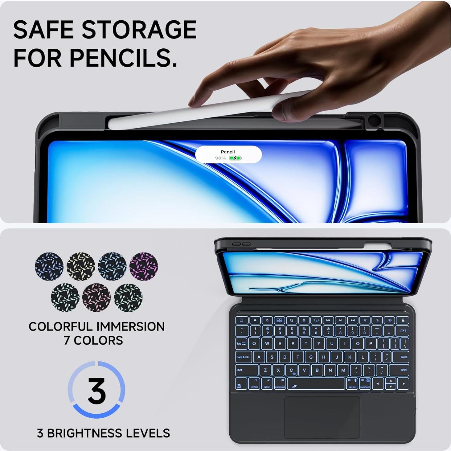 Funda Teclado iPad Air 11" Tiaota con Trackpad y Soporte 360°