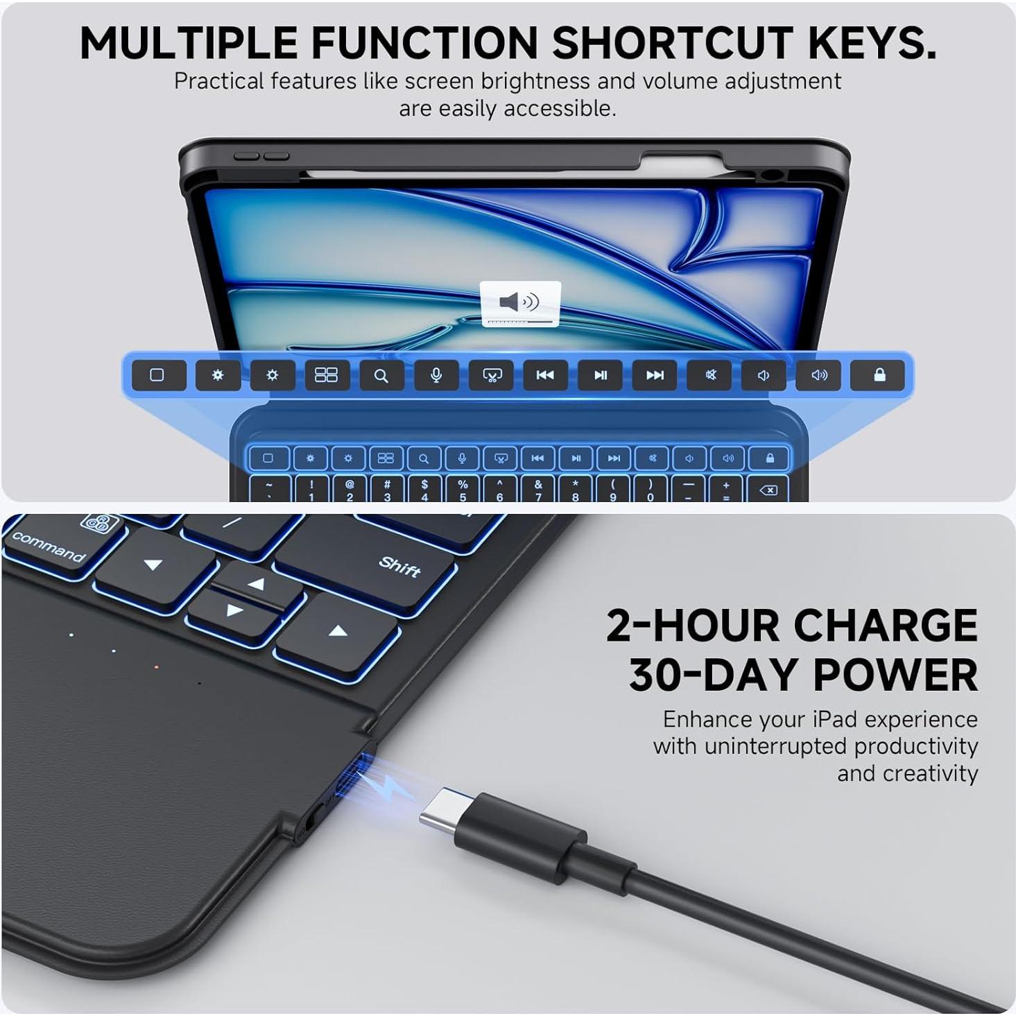 Funda Teclado iPad Air 11" Tiaota con Trackpad y Soporte 360°