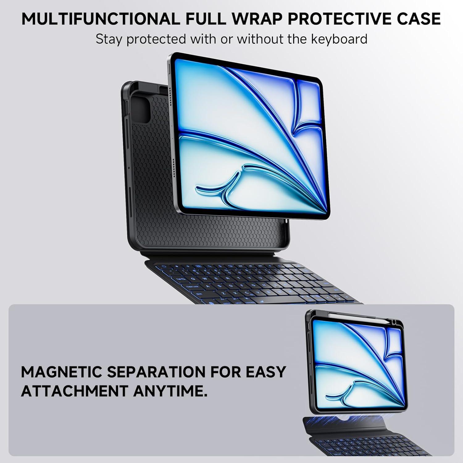 Funda Teclado iPad Air 11" Tiaota con Trackpad y Soporte 360°