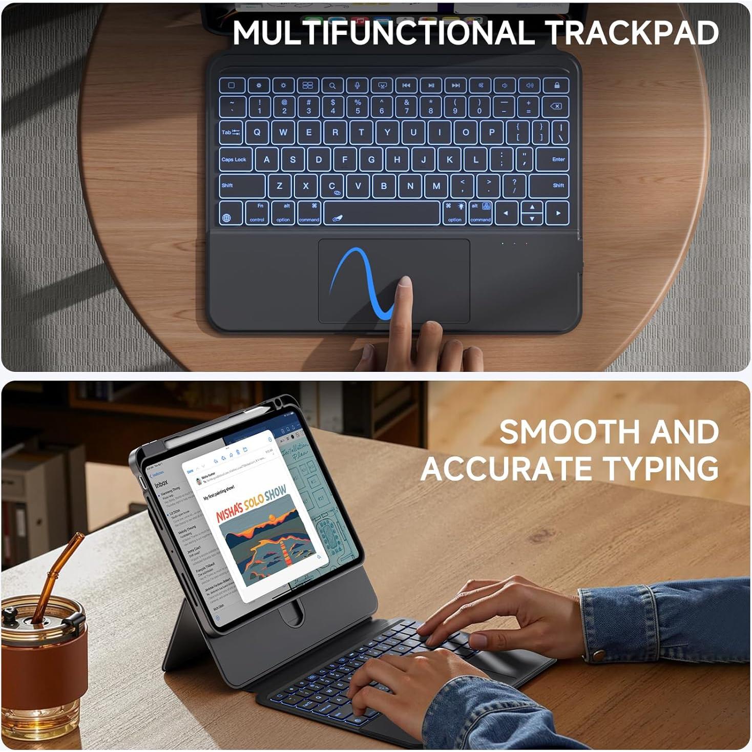 Funda Teclado iPad Air 11" Tiaota con Trackpad y Soporte 360°
